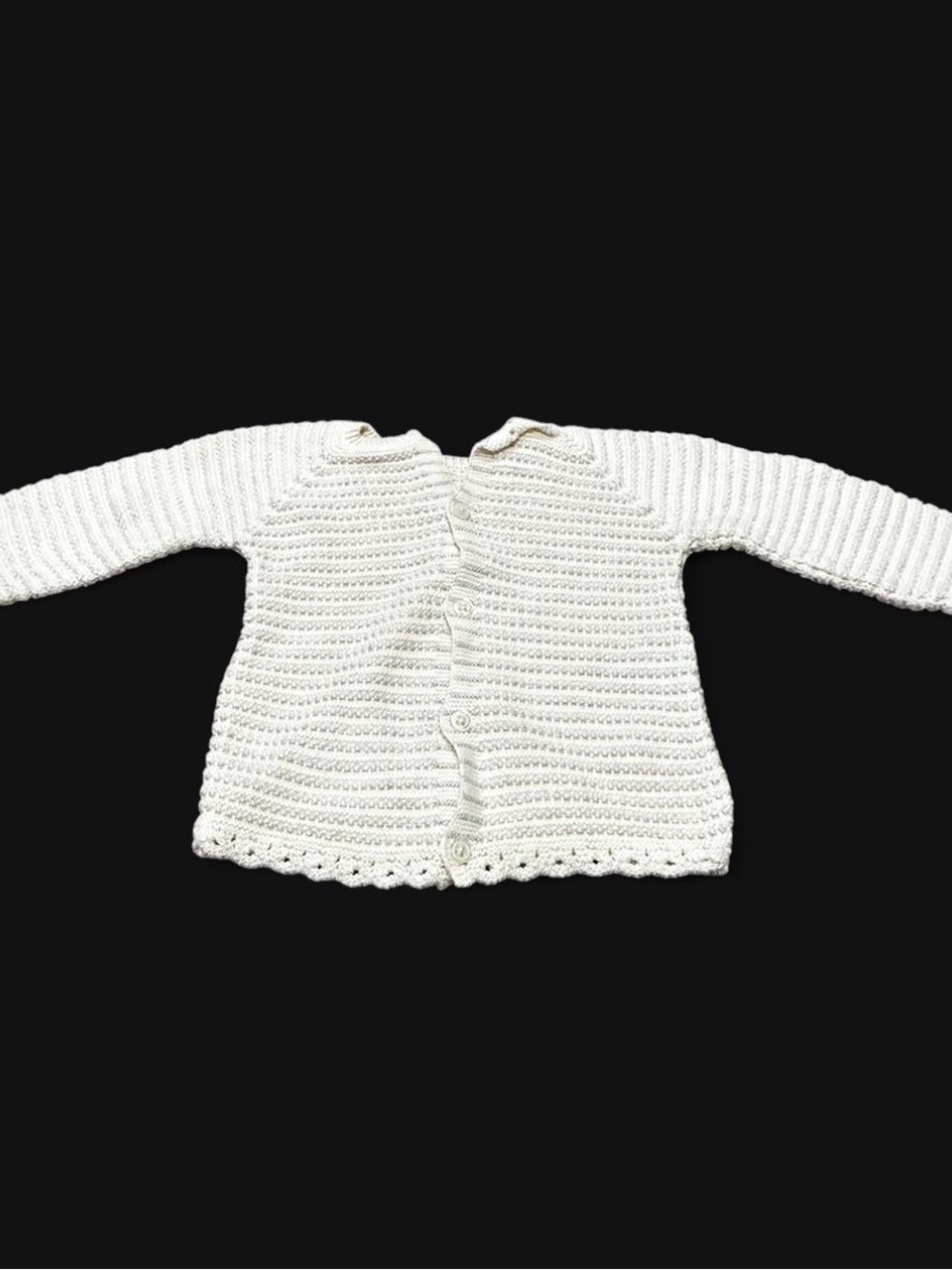 Cream Crochet Button-Front Baby Sweater